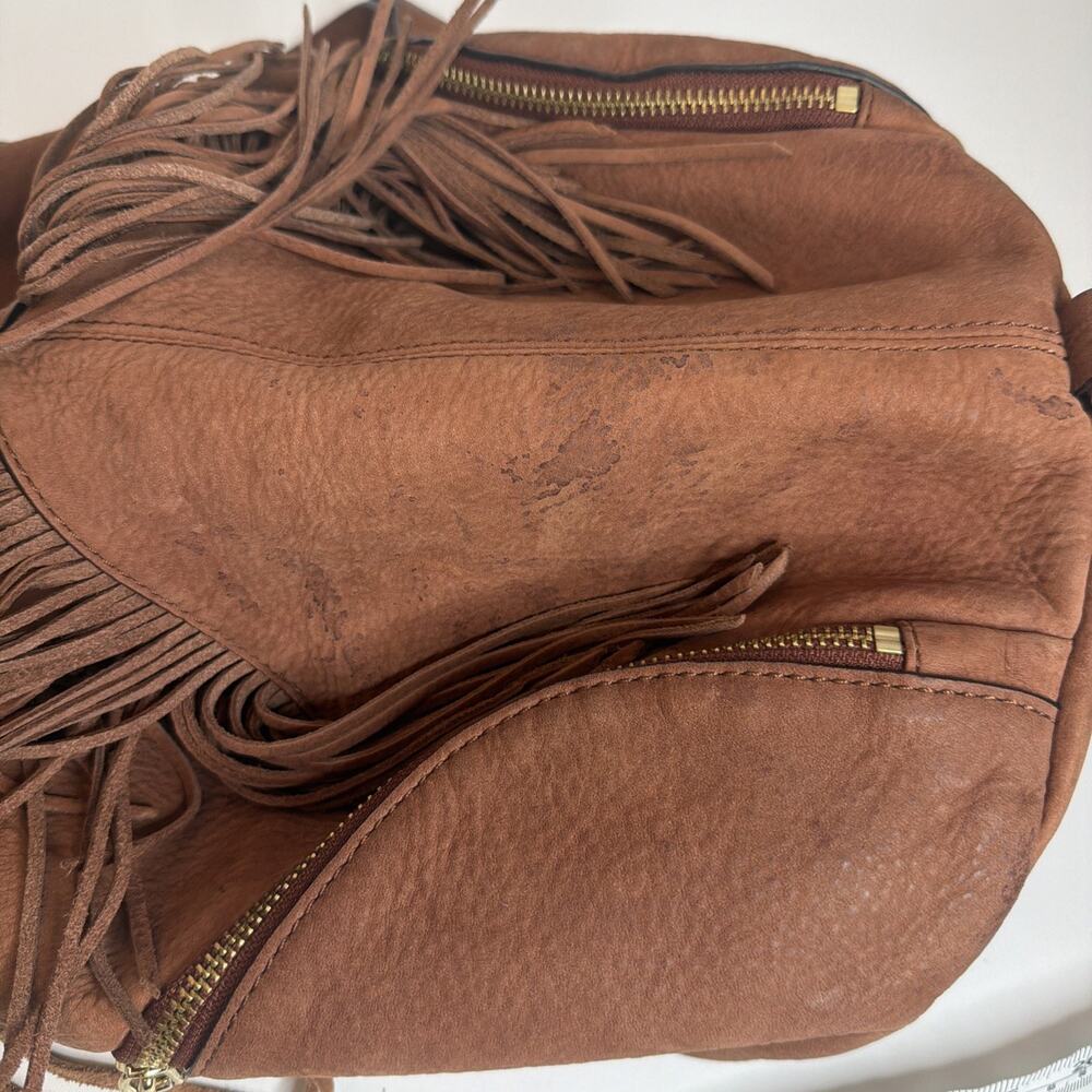 Rebecca Minkoff Julian Fringe Leather Backpack Brown | Boho Festival Bag - Picture 16 of 16